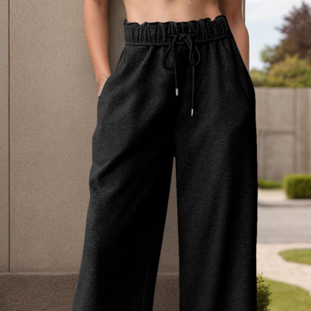 Wide Leg Drawstring Sweatpants - Trendy Bottoms/Sweatpants in Black for Women | The802Gypsy