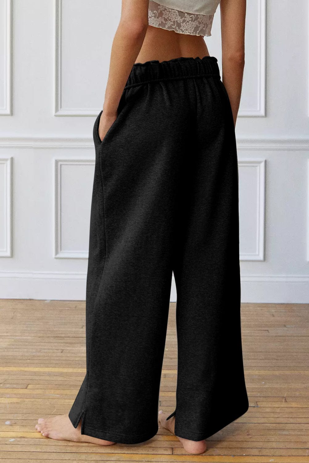 Wide Leg Drawstring Sweatpants - Trendy Bottoms/Sweatpants in Black for Women | The802Gypsy