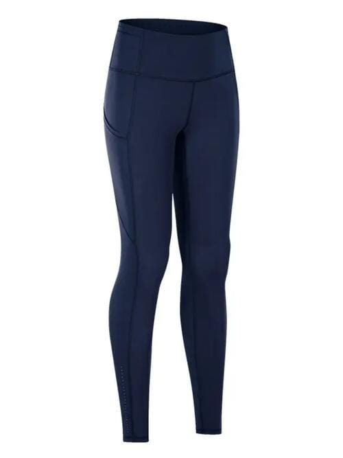 Wide Waistband Sports Leggings - Trendy pants in Navy for Women | The802Gypsy