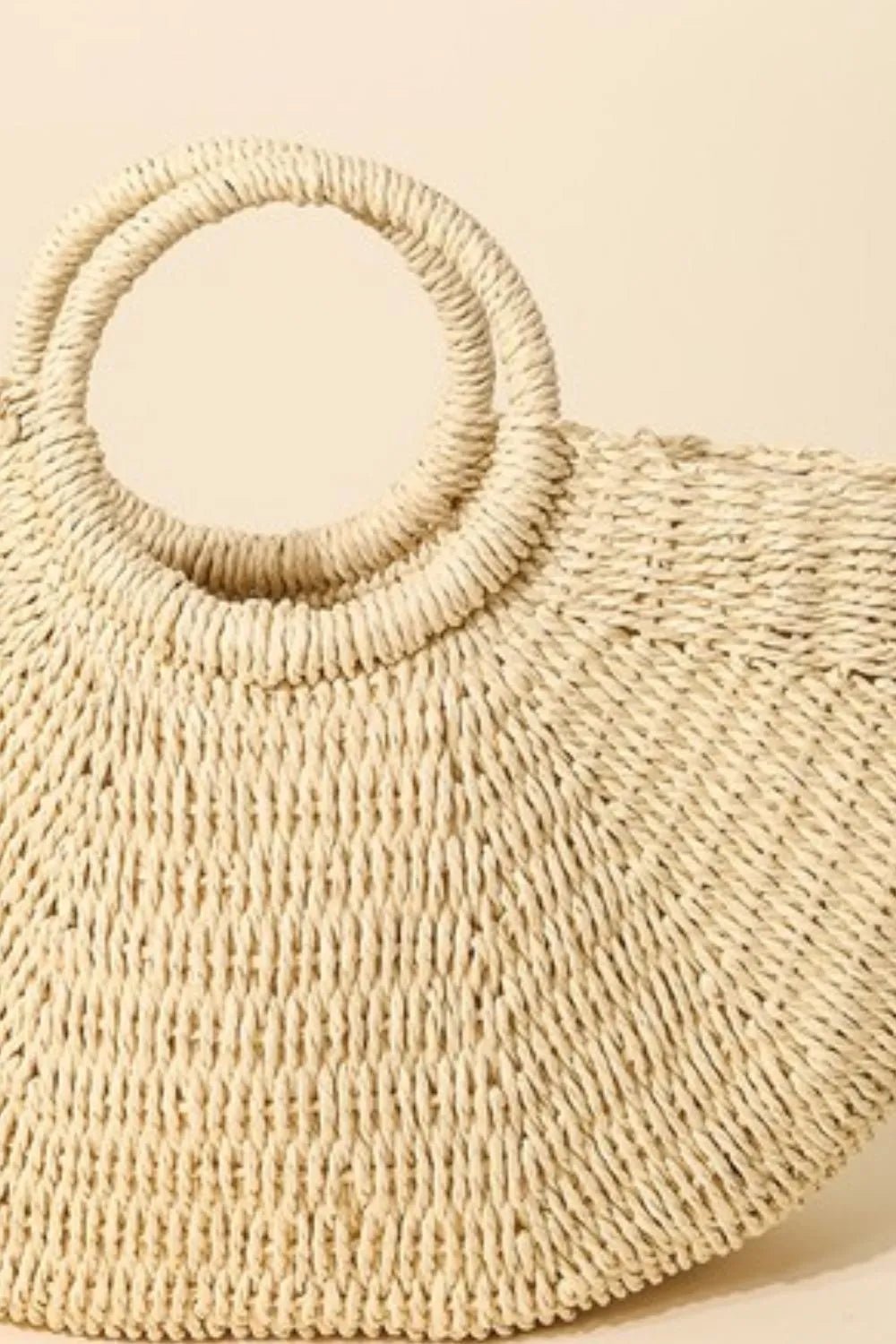 Fame Half Moon Straw/Paper Tote Bag - Trendy Handbags/Tote in Tan for Women | The802Gypsy