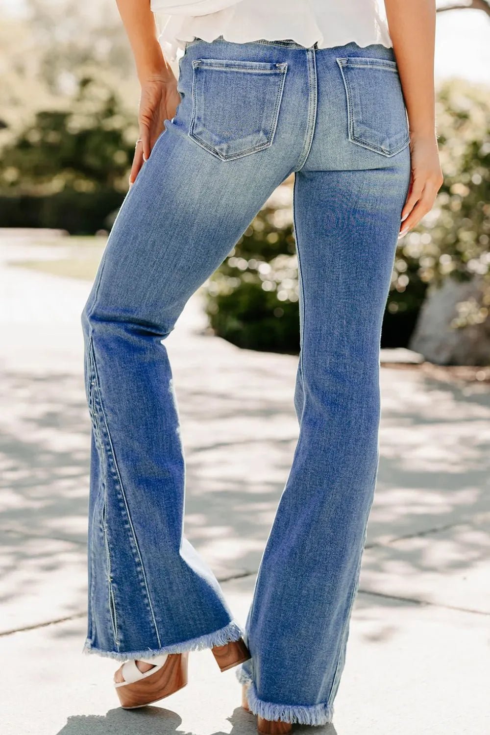 Raw Hem Flare Jeans - Trendy Jeans in Medium for Women | The802Gypsy