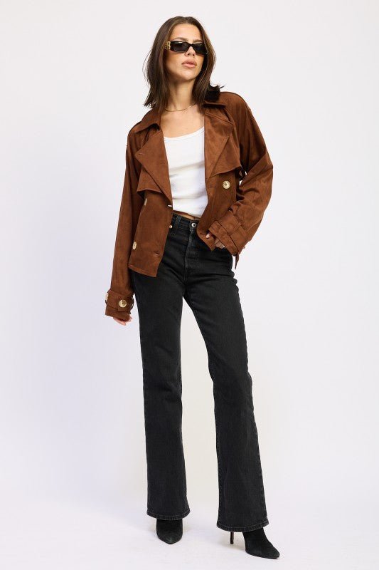 Emory Park Cropped Trench Coat - Trendy Outerwear in Chocolate for Women | The802Gypsy