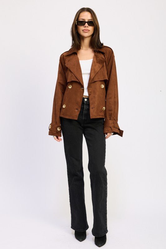 Emory Park Cropped Trench Coat - Trendy Outerwear in Chocolate for Women | The802Gypsy