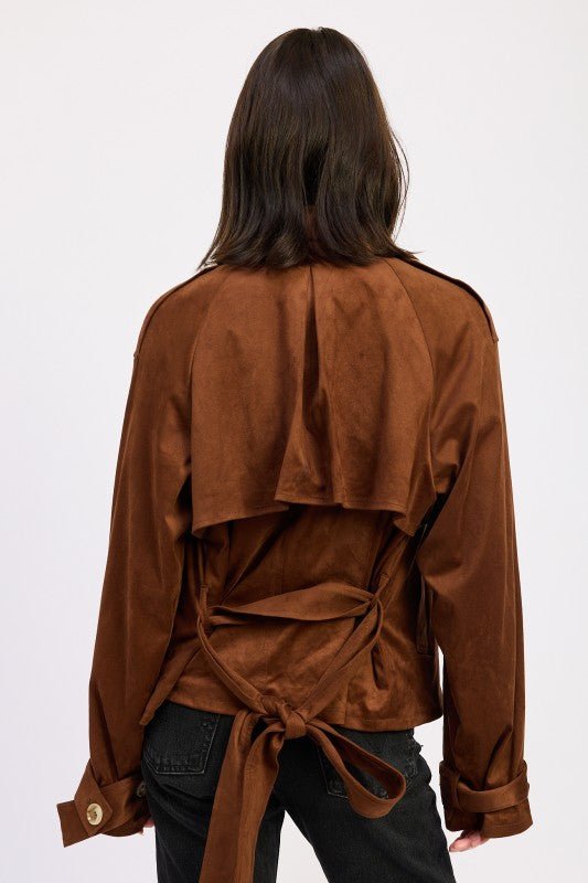 Emory Park Cropped Trench Coat - Trendy Outerwear in Chocolate for Women | The802Gypsy
