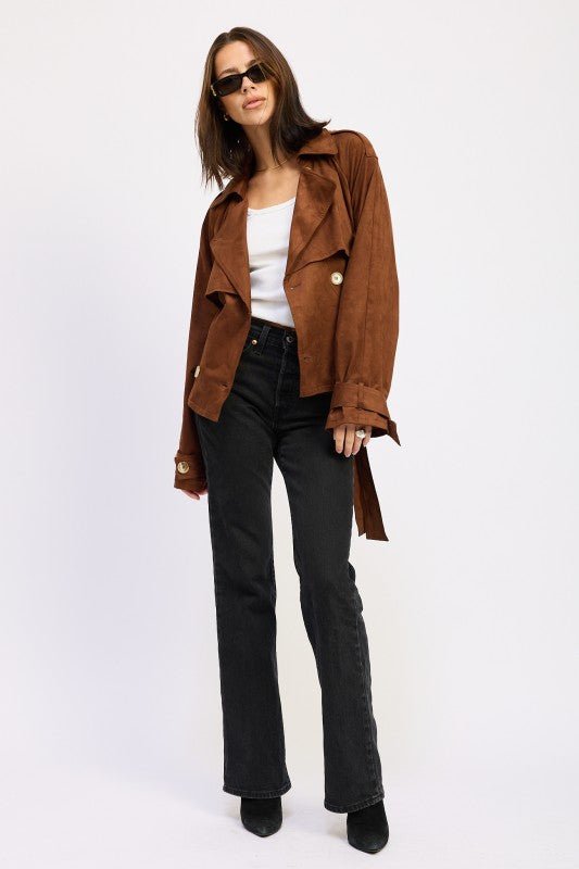 Emory Park Cropped Trench Coat - Trendy Outerwear in Chocolate for Women | The802Gypsy