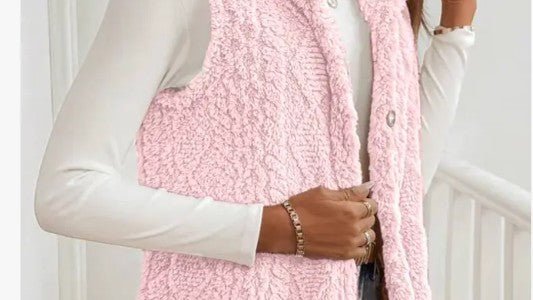 Hooded Fleece Vest - Trendy Outerwear in Pink for Women | The802Gypsy