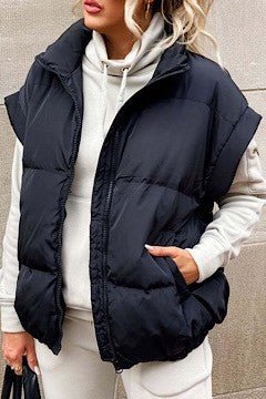 Miss Sparkling Layering Puffer Vest - Trendy outerwear/vests in Black for Women | The802Gypsy
