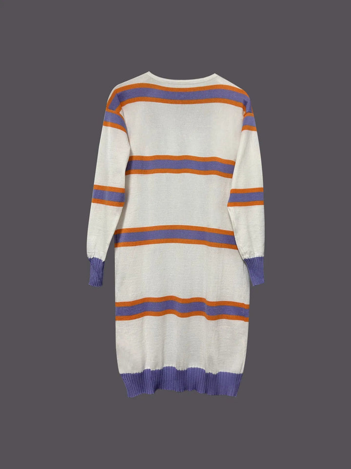 Striped Open Front Longline Cardigan - Trendy Sweater in Lavender for Women | The802Gypsy