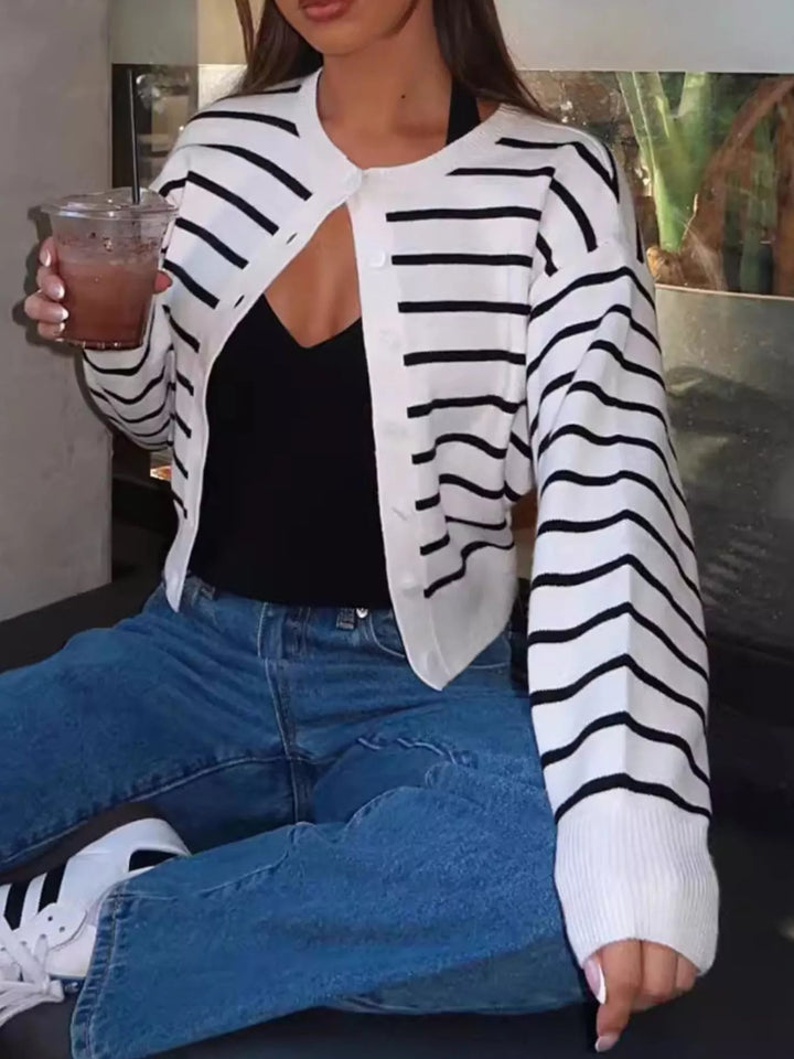 Striped Button Up Cardigan - Trendy Tops in Black And White Stripes for Women | The802Gypsy
