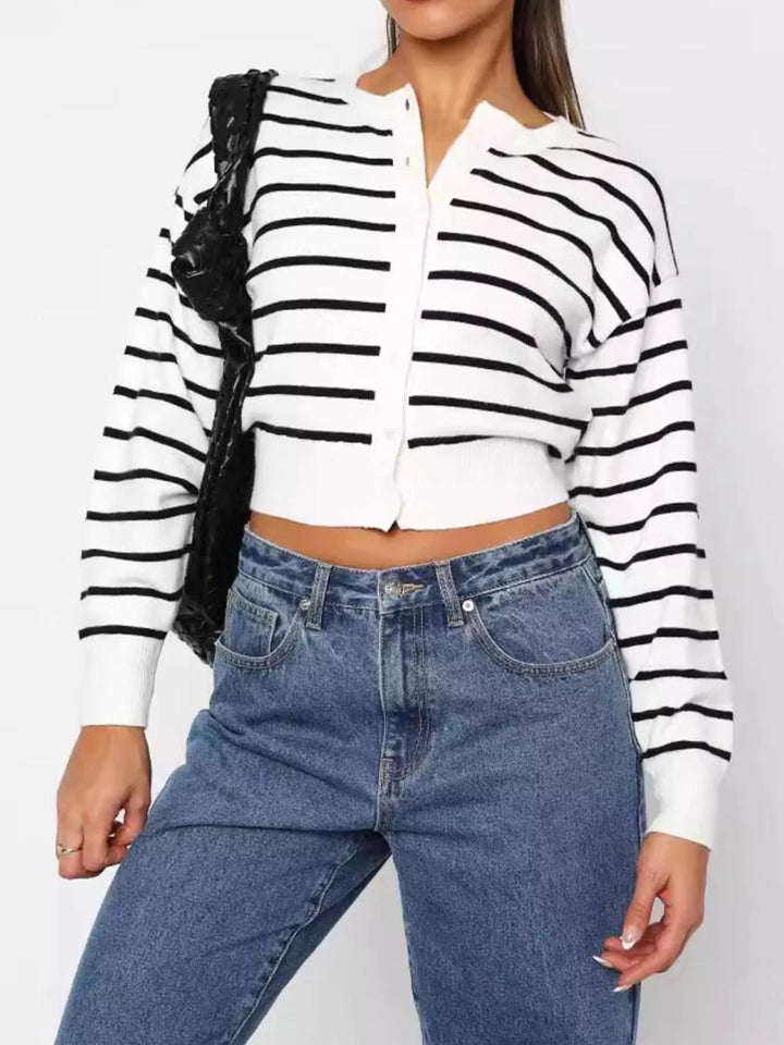 Striped Button Up Cardigan - Trendy Tops in Black And White Stripes for Women | The802Gypsy