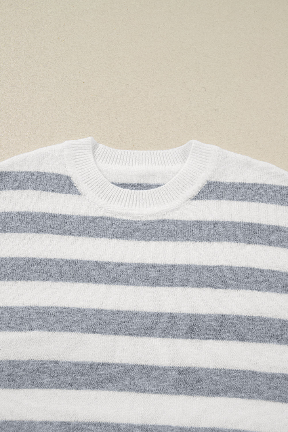 Gray Stripe Ribbed Buttoned Detail Long Style Sweater - Trendy Tops in Gray Stripe for Women | The802Gypsy