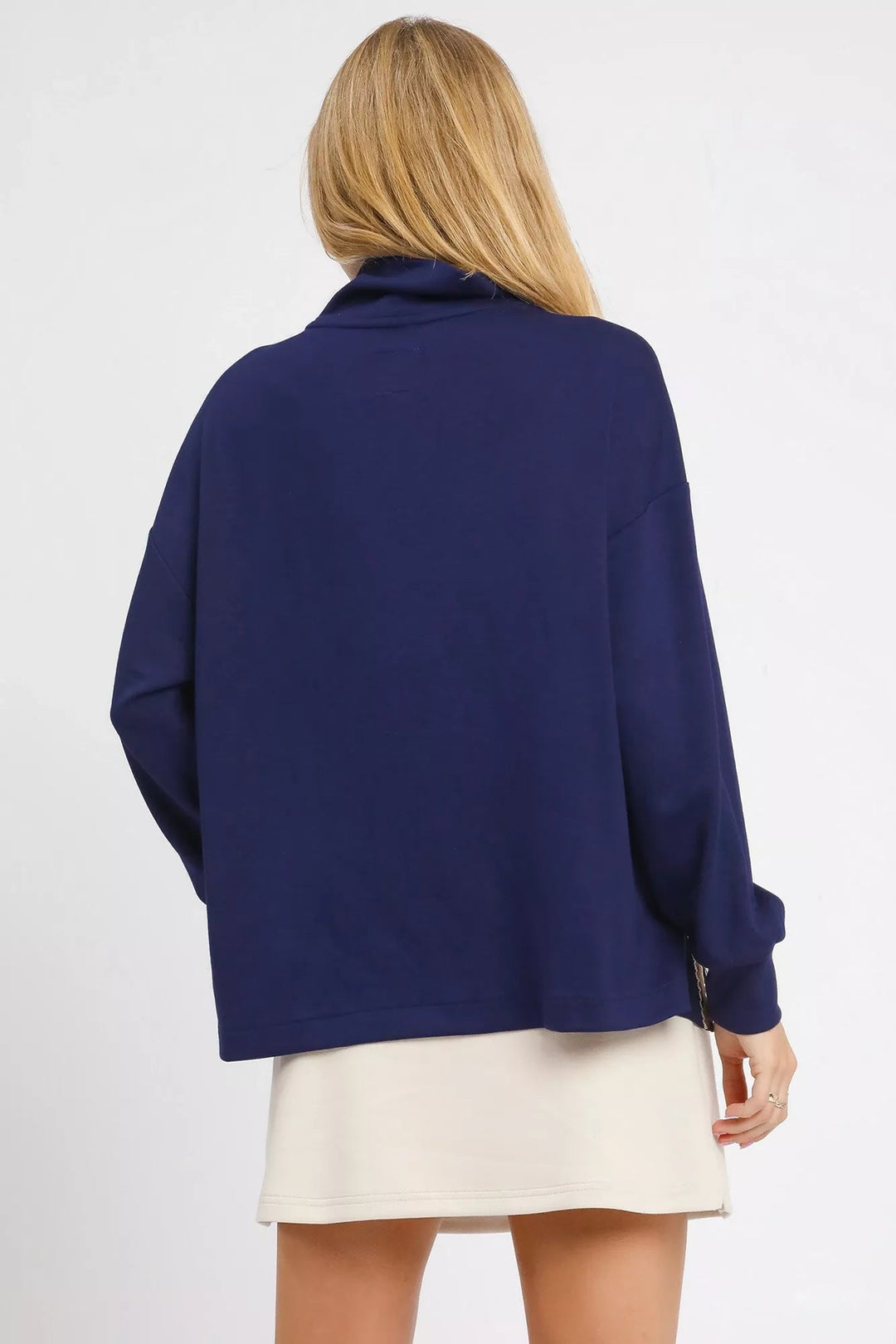 Umgee Navy Dolman Sleeve Turtleneck Sweater - Trendy Tops in Navy for Women | The802Gypsy