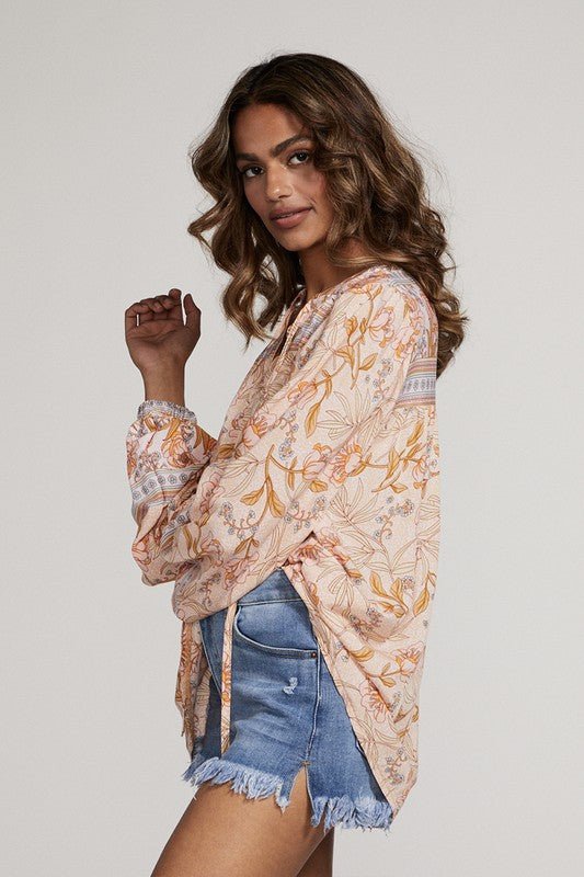 Miss Sparkling Soft Floral Long Sleeve Blouse - Trendy Tops in Pink for Women | The802Gypsy