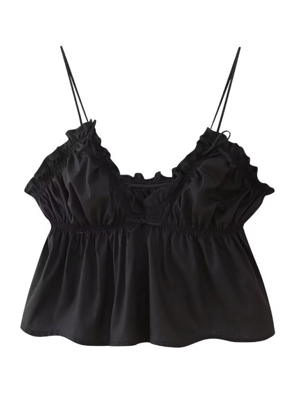 Street Fashion Bow Camisole Top - Trendy Tops/Tank Tops in Black for Women | The802Gypsy