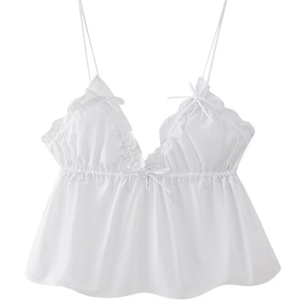 Street Fashion Bow Camisole Top - Trendy Tops/Tank Tops in White for Women | The802Gypsy