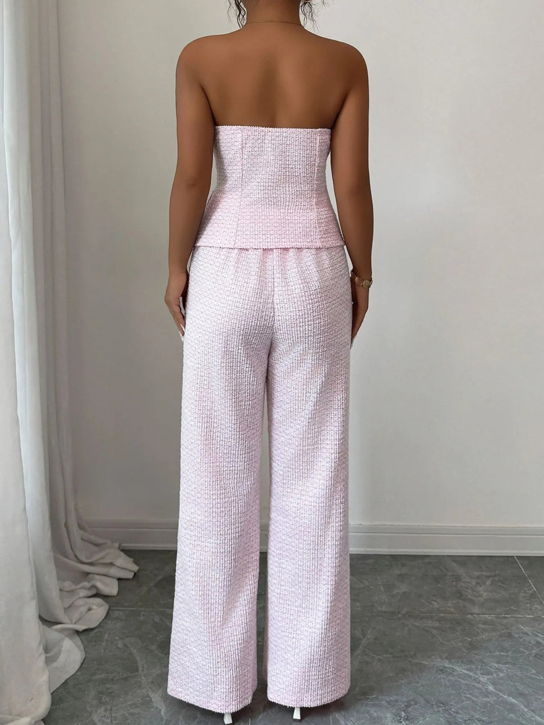 Sweetheart Neck Tube Top and Pants Set - Trendy Two - Piece Sets/Pant Sets in Blush Pink for Women | The802Gypsy