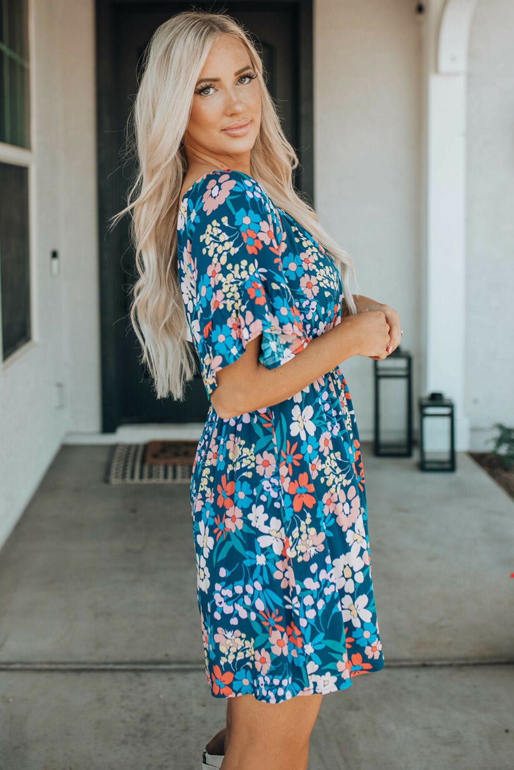 TRAVELING GYPSY-Ruffle Floral Dress