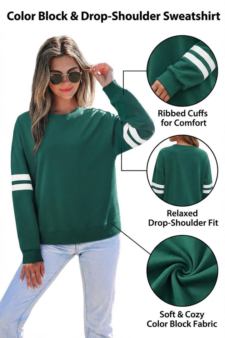 Sudadera universitaria de rayas de gran tamaño