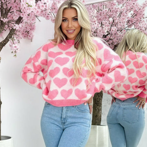Valentine Heart Round Neck Sweater