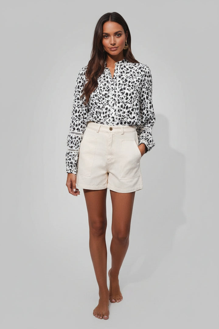 JUNIPER BLVD Floral Lace Puff Sleeve Top