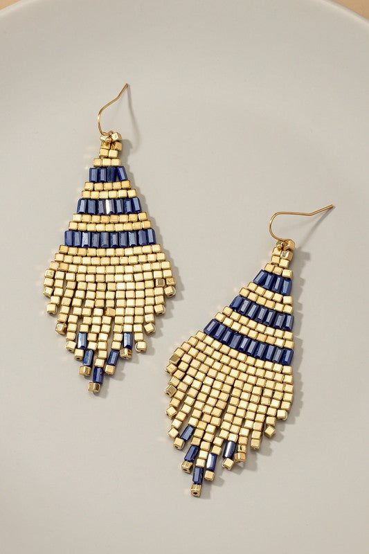❤️GYPSY FOX-Handmade metallic cube bead tassel earrings