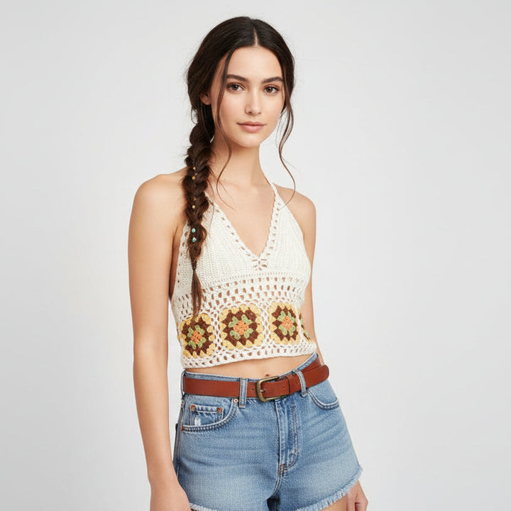 Flower Crochet Halter Top