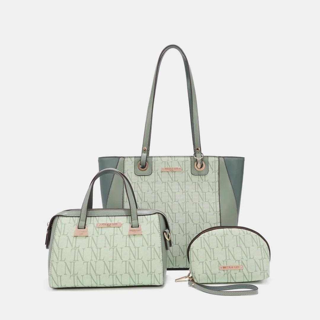 ❤️GYPSY-Nicole Lee USA-3-Piece Letter Print Texture Handbag Set