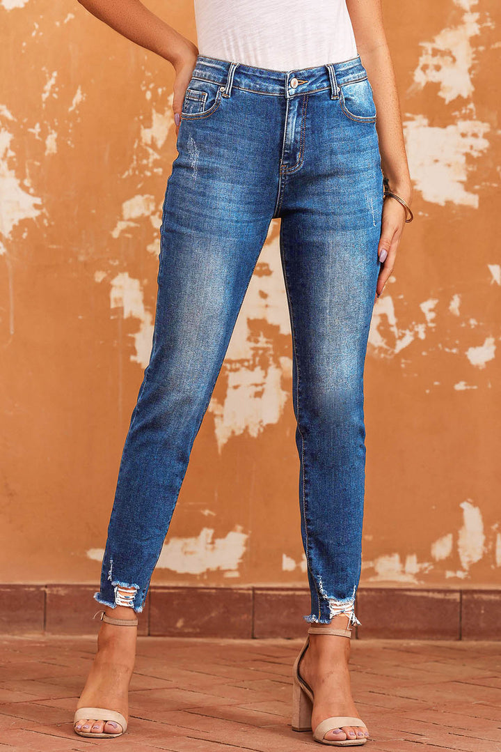 GYPSY-Raw Hem Skinny Jeans with Pockets