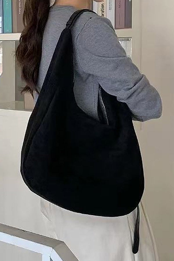 Faux Suede Oversized Shoulder Bag