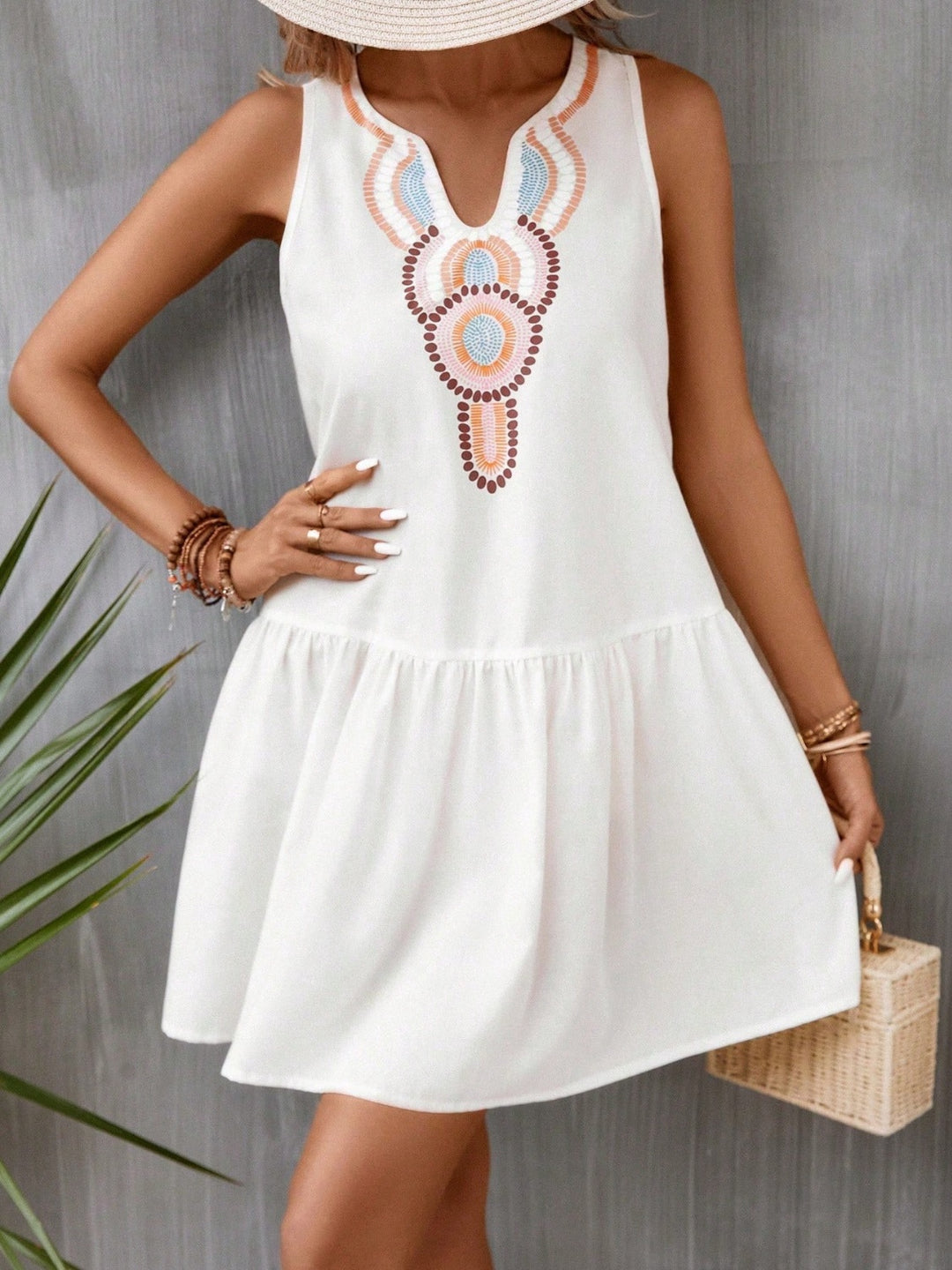 GYPSY-Printed Sleeveless Mini Dress