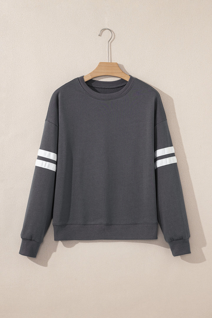 Sudadera universitaria de rayas de gran tamaño