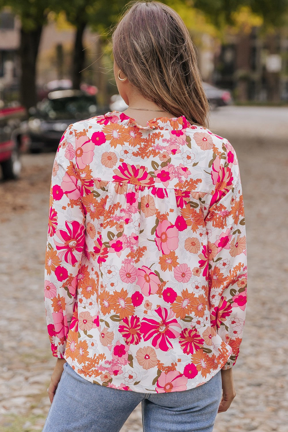 GYPSY-Floral V-Neck Long Sleeve Blouse
