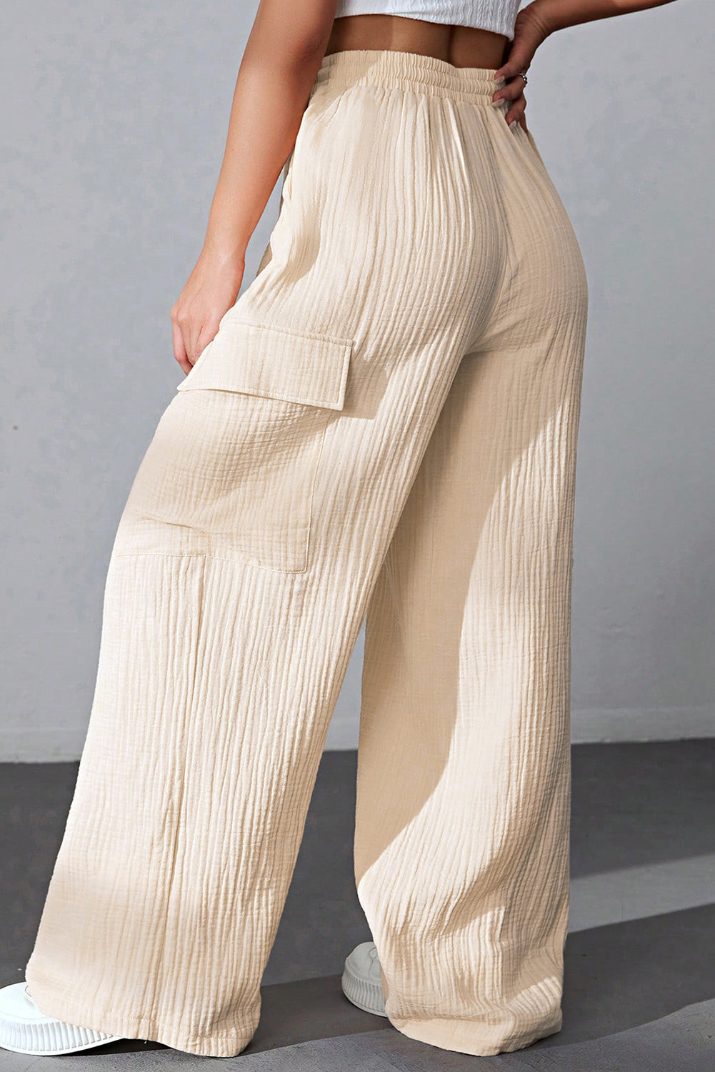 GYPSY-Cotton Drawstring Pocketed Wide Leg Pants