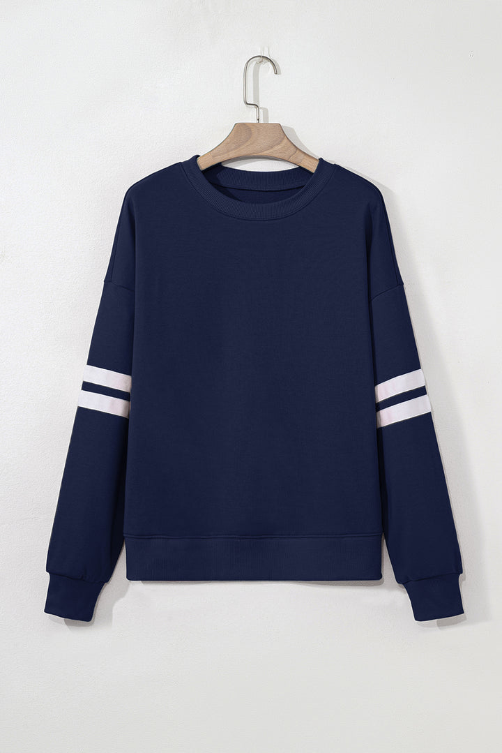 Sudadera universitaria de rayas de gran tamaño