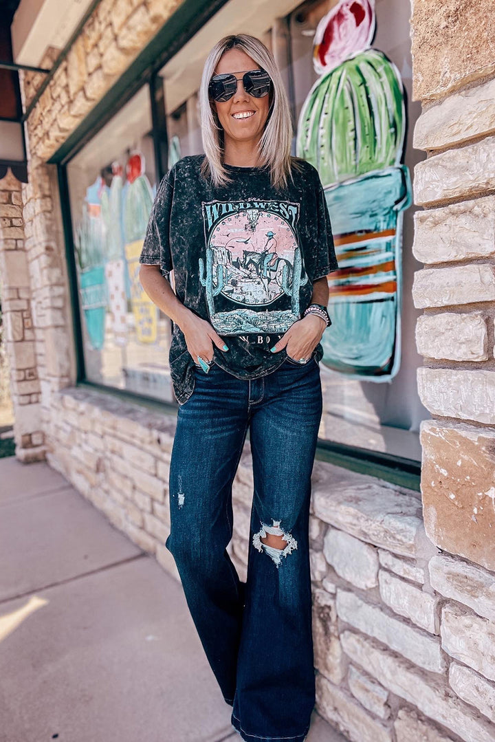 TRAVELING GYPSY-High Rise Ripped Bell Bottom Jeans - The802Gypsy 