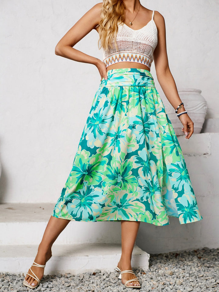 GYPSY-Slit Printed Midi Skirt