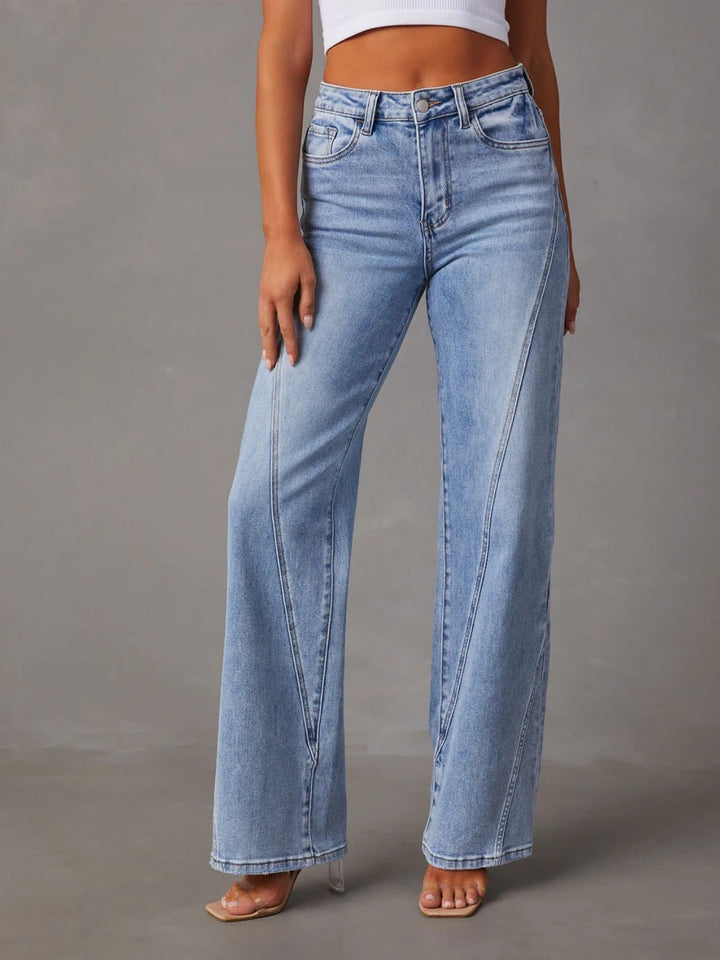 GYPSY-High Waist Straight Jeans with Pockets