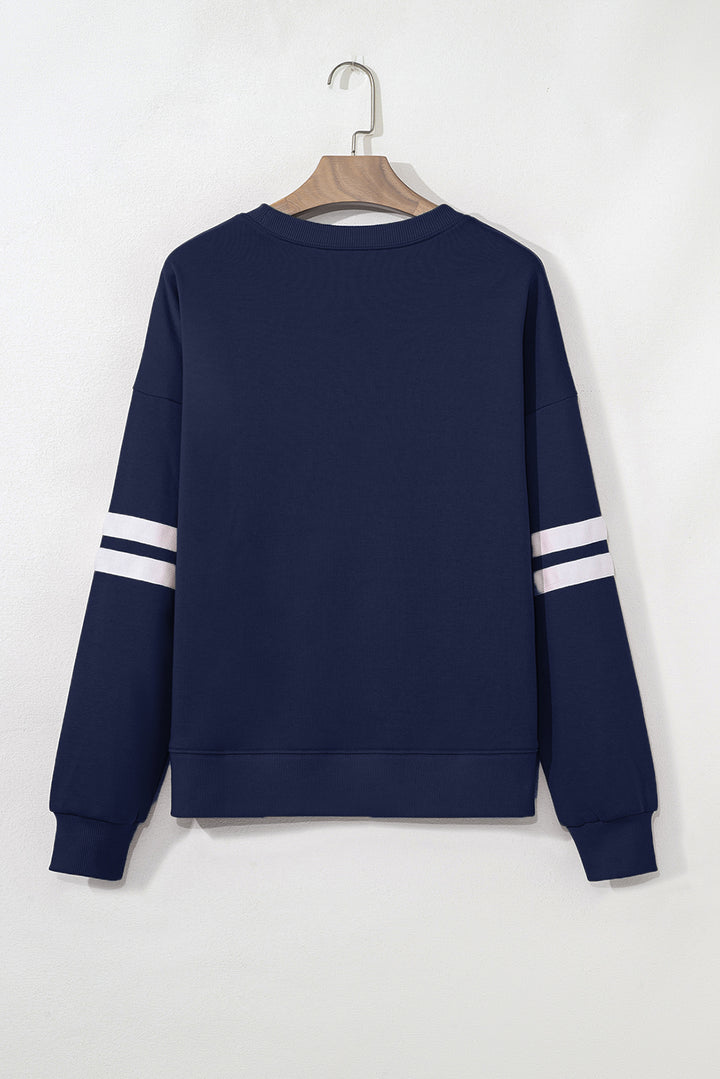 Sudadera universitaria de rayas de gran tamaño