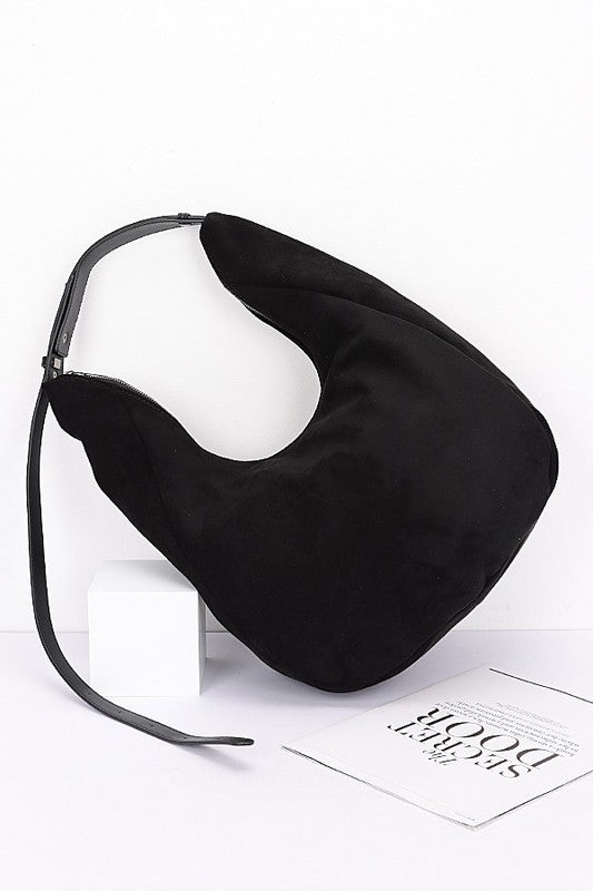 Faux Suede Oversized Shoulder Bag - Trendy Accessories in Black for Women | The802Gypsy