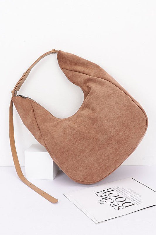 Faux Suede Oversized Shoulder Bag - Trendy Accessories in Camel for Women | The802Gypsy