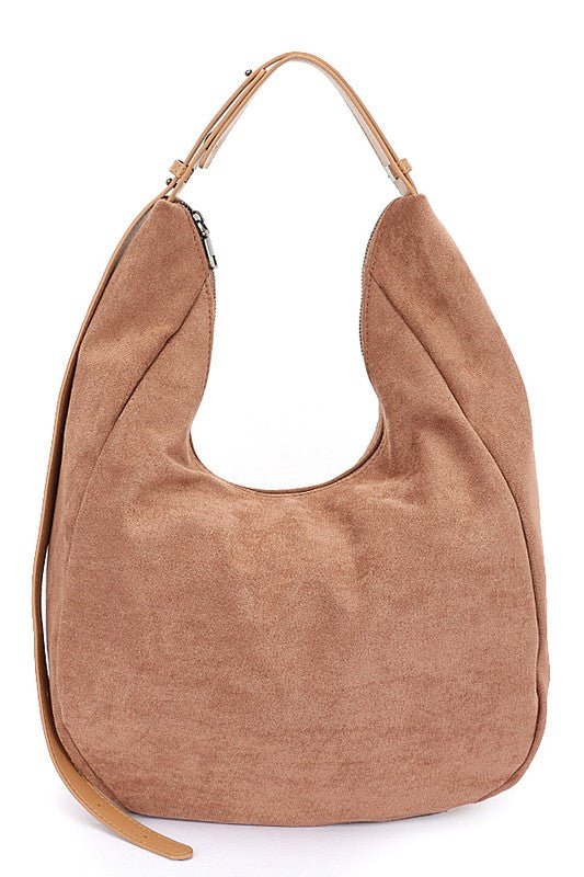 Faux Suede Oversized Shoulder Bag - Trendy Accessories in Camel for Women | The802Gypsy