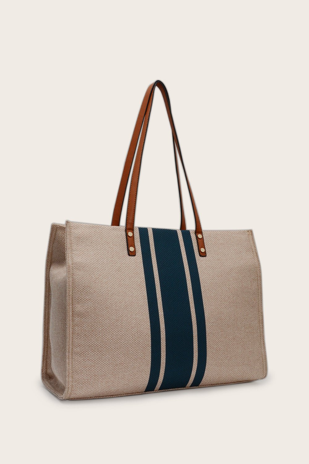 Striped Oversized Tote Bag Accessories with Khaki One Size by The802Gypsy.
