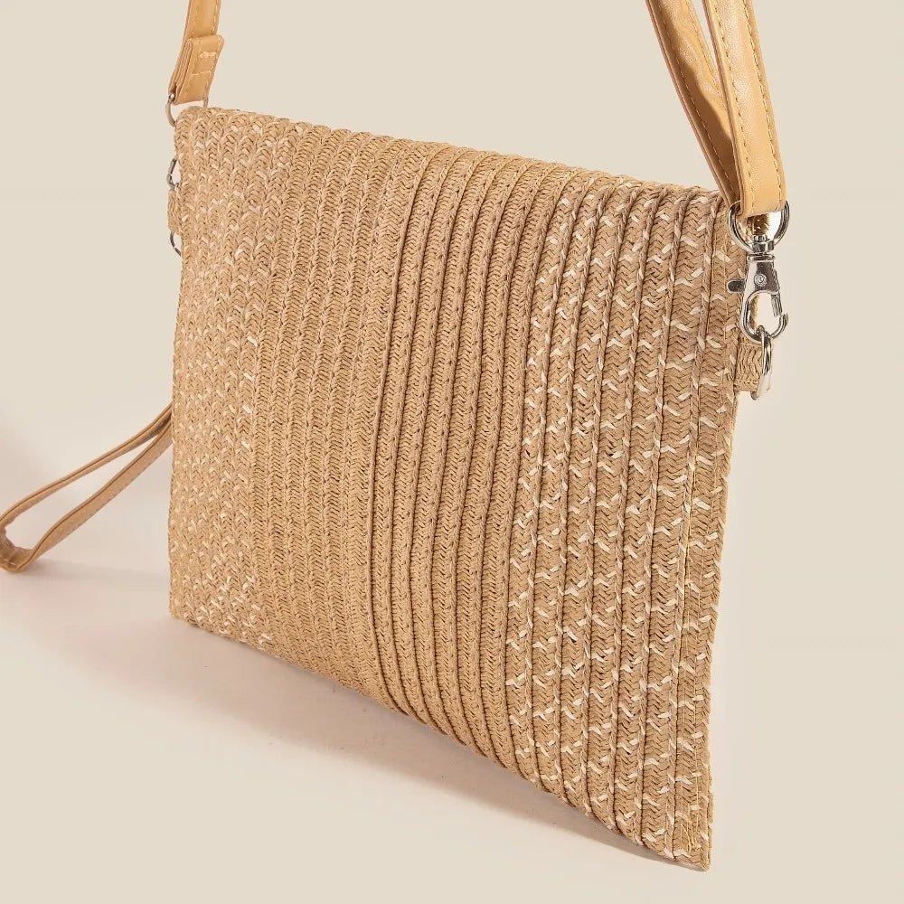 Fame Tight Woven Envelope Clutch Bag Accessories with Tan One Size by The802Gypsy.