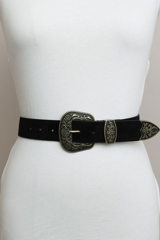Suede Antique Gold Western Belt - Trendy Accessories/Belt in Black for Women | The802Gypsy