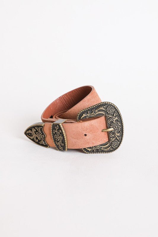 Suede Antique Gold Western Belt - Trendy Accessories/Belt in Camel for Women | The802Gypsy