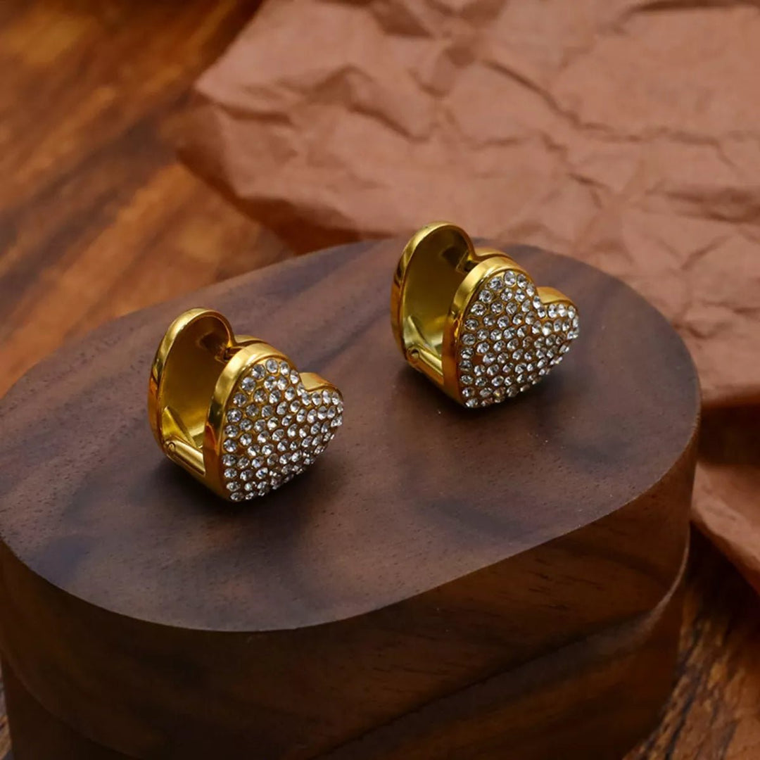 Heart - Shaped Zircon Stud Earrings 18K Gold - Plated - Trendy Accessories/Earnings in Gold for Women | The802Gypsy