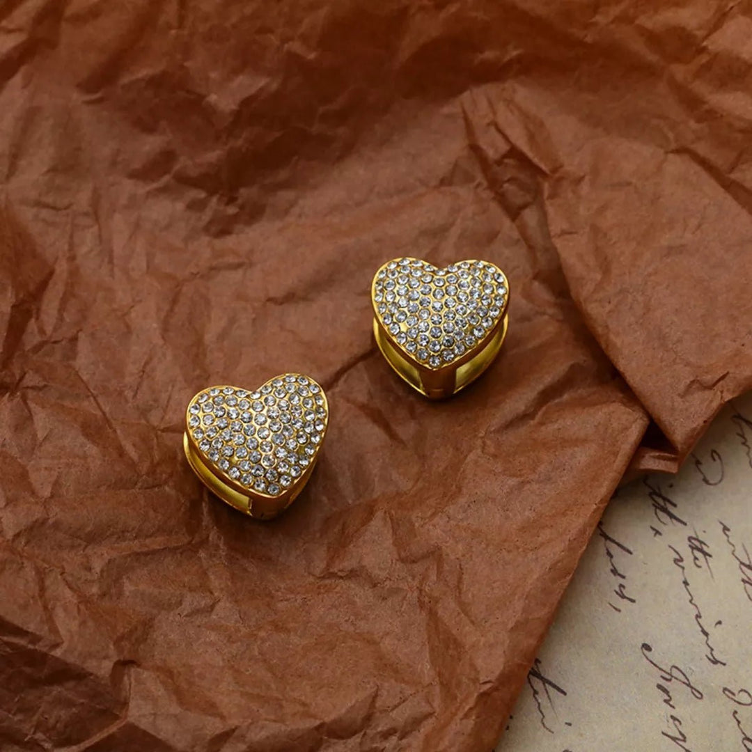 Heart - Shaped Zircon Stud Earrings 18K Gold - Plated - Trendy Accessories/Earnings in Gold for Women | The802Gypsy