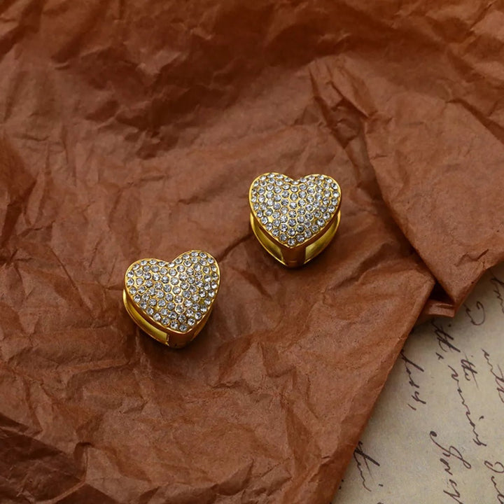 Heart - Shaped Zircon Stud Earrings 18K Gold - Plated - Trendy Accessories/Earnings in Gold for Women | The802Gypsy