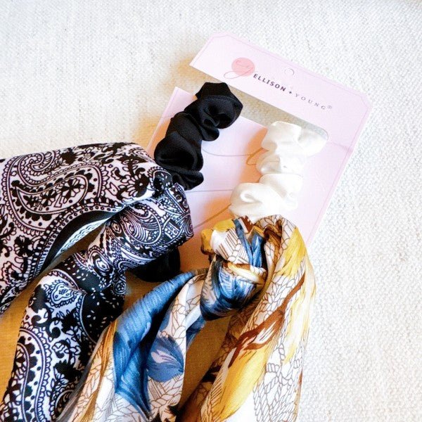 Bandana Scarf Hair Scrunchies Set Of 2 - Trendy Accessories/Hair Ties in Coastal for Women | The802Gypsy