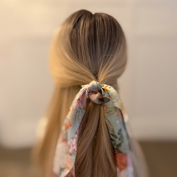 Floral Scarf Hair Scrunchies Set Of 3 - Trendy Accessories/Hair Ties in Variety for Women | The802Gypsy